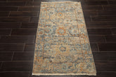 3x5 Beige, Taupe, Gold Color Hand Knotted Distress Quality Oushak Wool Transitional Oriental Rug